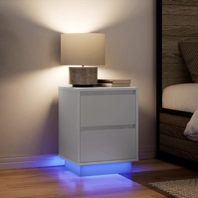 Casa si Gradina - Mobilier - Comode si corpuri - Noptiere - Noptiere cu lumini LED 2 buc Alb 38x34x50 cm - Infinity.ro