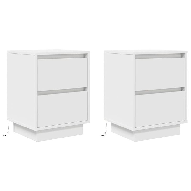 Casa si Gradina - Mobilier - Comode si corpuri - Noptiere - Noptiere cu lumini LED 2 buc Alb 38x34x50 cm - Infinity.ro