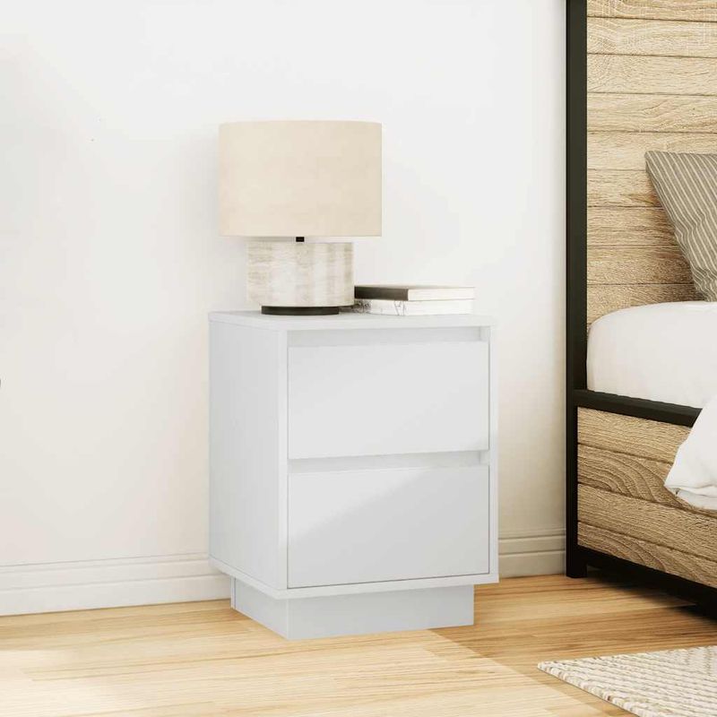 Casa si Gradina - Mobilier - Comode si corpuri - Noptiere - Noptiere cu lumini LED 2 buc Alb 38x34x50 cm - Infinity.ro