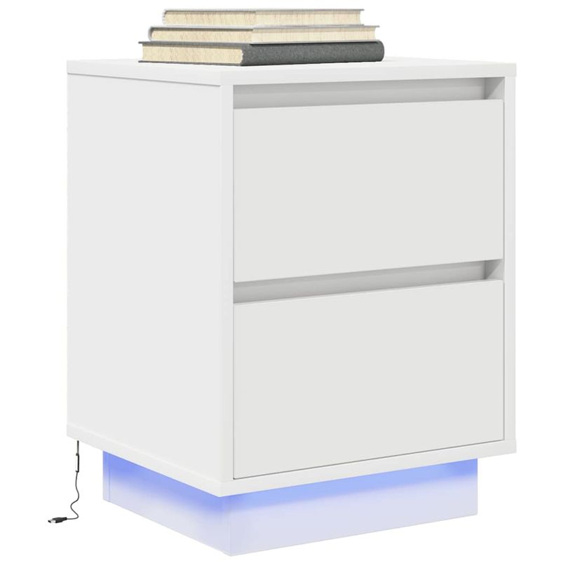 Casa si Gradina - Mobilier - Comode si corpuri - Noptiere - Noptiere cu lumini LED 2 buc Alb 38x34x50 cm - Infinity.ro