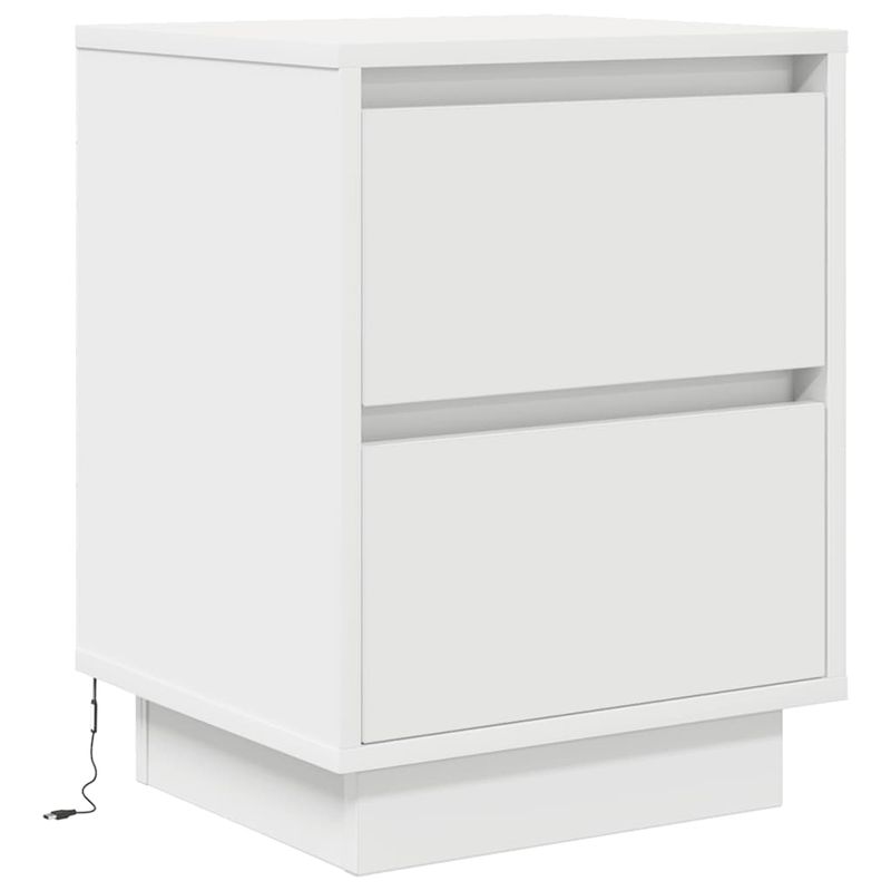 Casa si Gradina - Mobilier - Comode si corpuri - Noptiere - Noptiere cu lumini LED 2 buc Alb 38x34x50 cm - Infinity.ro