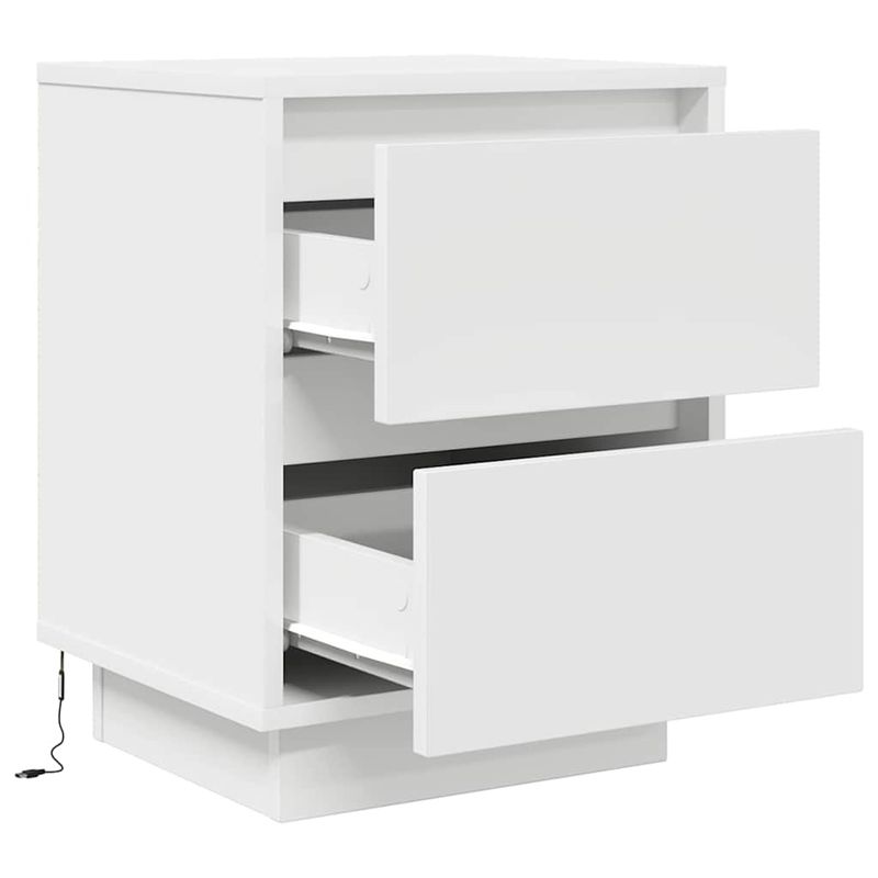 Casa si Gradina - Mobilier - Comode si corpuri - Noptiere - Noptiere cu lumini LED 2 buc Alb 38x34x50 cm - Infinity.ro