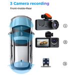 Auto si Moto - Electronice auto - Camere auto si DVR - Camera tripla auto DVR slim, ecran LCD 2 inchi, Full HD, 3 lentile, 2 fata si 1 spate, senzor G, negru - Infinity.ro