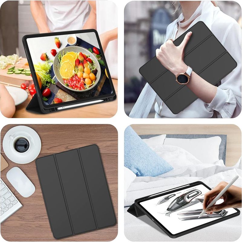Laptop, Telefoane si Tablete - Tablete si accesorii tablete - Accesorii Tablete - Huse tablete - Husa pentru iPad Pro 12.9 (2018/2020/2021/2022) - Techsuit Flex Trifold - Negru - Infinity.ro