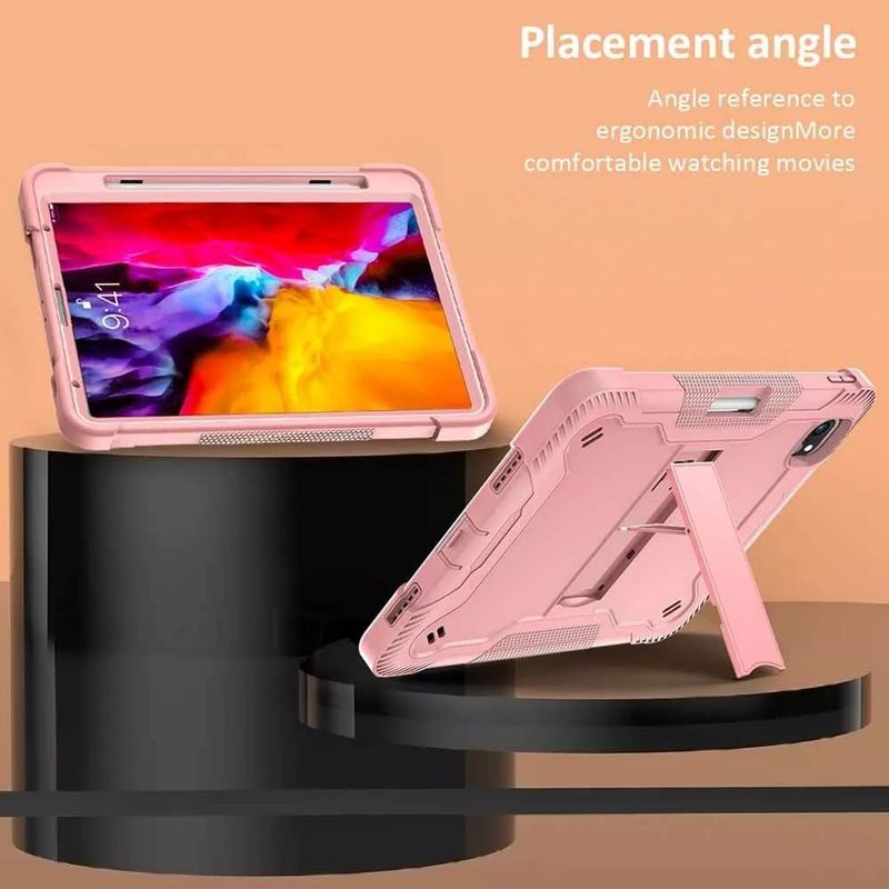 Laptop, Telefoane si Tablete - Tablete si accesorii tablete - Accesorii Tablete - Huse tablete - Husa pentru iPad Pro 11 (2024) + Folie - Techsuit Rugged TabShell - Roz auriu - Infinity.ro