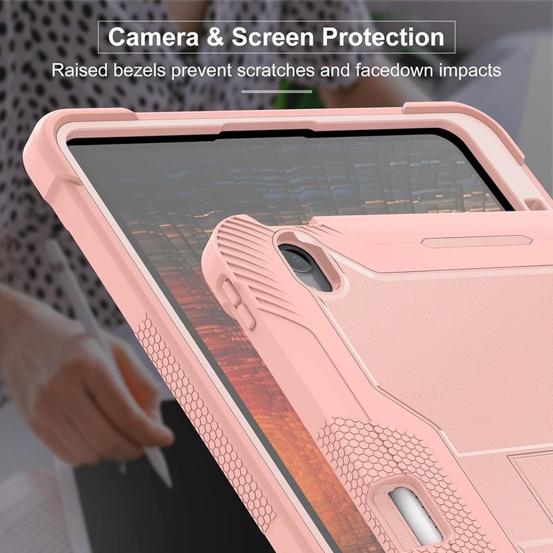 Laptop, Telefoane si Tablete - Tablete si accesorii tablete - Accesorii Tablete - Huse tablete - Husa pentru iPad Air 13 (2024) + Folie - Techsuit Rugged TabShell - Roz auriu - Infinity.ro