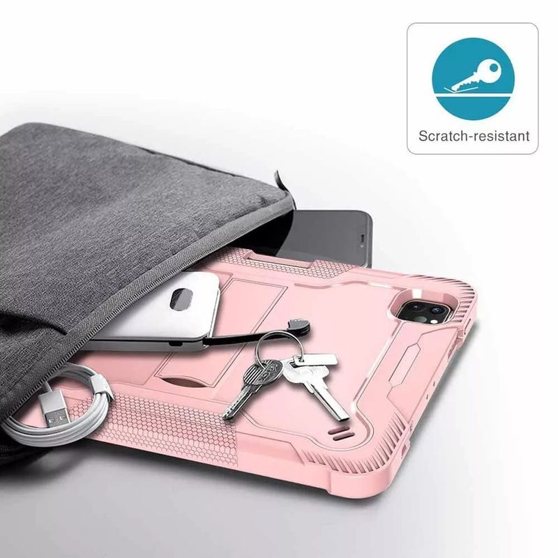 Laptop, Telefoane si Tablete - Tablete si accesorii tablete - Accesorii Tablete - Huse tablete - Husa pentru iPad Pro 13 (2024) + Folie - Techsuit Rugged TabShell - Roz auriu - Infinity.ro