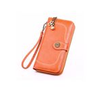 Fashion, accesorii si bijuterii - Femei - Accesorii femei - Portofele femei - Portofel dama, tip borseta, piele ecologica premium, cu bareta, orange natural, 190x100x40mm - Infinity.ro