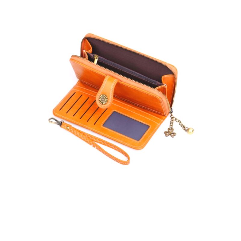 Fashion, accesorii si bijuterii - Femei - Accesorii femei - Portofele femei - Portofel dama, tip borseta, piele ecologica premium, cu bareta, orange natural, 190x100x40mm - Infinity.ro
