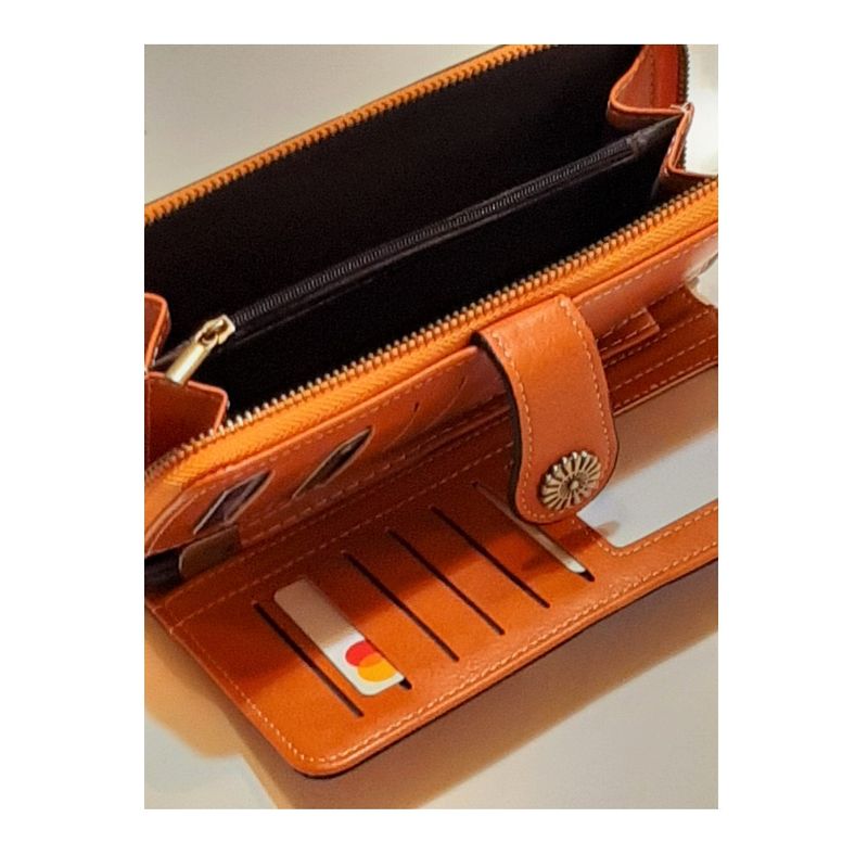 Fashion, accesorii si bijuterii - Femei - Accesorii femei - Portofele femei - Portofel dama, tip borseta, piele ecologica premium, cu bareta, orange natural, 190x100x40mm - Infinity.ro