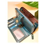 Fashion, accesorii si bijuterii - Femei - Accesorii femei - Portofele femei - Portofel dama, mare, piele ecologica premium, cu bareta, albastru canar, 195x105x35mm - Infinity.ro