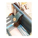 Fashion, accesorii si bijuterii - Femei - Accesorii femei - Portofele femei - Portofel dama, mare, piele ecologica premium, cu bareta, albastru canar, 195x105x35mm - Infinity.ro