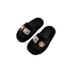 Fashion, accesorii si bijuterii - Femei - Incaltaminte femei - Slapi si papuci femei - Papuci de dama plusati, cu diverse aplicatii haioase, marimea 38, pentru casa, Negru - Infinity.ro