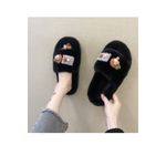 Fashion, accesorii si bijuterii - Femei - Incaltaminte femei - Slapi si papuci femei - Papuci de dama plusati, cu diverse aplicatii haioase, marimea 38, pentru casa, Negru - Infinity.ro