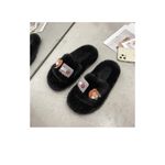 Fashion, accesorii si bijuterii - Femei - Incaltaminte femei - Slapi si papuci femei - Papuci de dama plusati, cu diverse aplicatii haioase, marimea 38, pentru casa, Negru - Infinity.ro