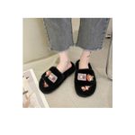 Fashion, accesorii si bijuterii - Femei - Incaltaminte femei - Slapi si papuci femei - Papuci de dama plusati, cu diverse aplicatii haioase, marimea 38, pentru casa, Negru - Infinity.ro