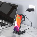 Laptop, Telefoane si Tablete - Telefoane mobile si accesorii - Accesorii Telefoane - Incarcatoare telefoane - Statie incarcare 3 in 1, pliabila si portabila, Wireless, Super Fast Charge, 10 W, pentru telefon, casti, smart watch, culoare neagra - Infinity.ro