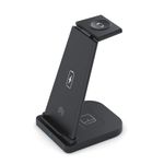 Laptop, Telefoane si Tablete - Telefoane mobile si accesorii - Accesorii Telefoane - Incarcatoare telefoane - Statie incarcare 3 in 1, pliabila si portabila, Wireless, Super Fast Charge, 10 W, pentru telefon, casti, smart watch, culoare neagra - Infinity.ro