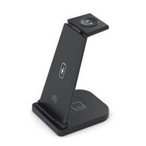 Statie incarcare 3 in 1, pliabila si portabila, Wireless, Super Fast Charge, 10 W, pentru telefon, casti, smart watch, culoare neagra