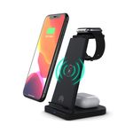 Laptop, Telefoane si Tablete - Telefoane mobile si accesorii - Accesorii Telefoane - Incarcatoare telefoane - Statie incarcare 3 in 1, pliabila si portabila, Wireless, Super Fast Charge, 10 W, pentru telefon, casti, smart watch, culoare neagra - Infinity.ro