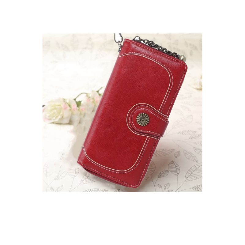 Fashion, accesorii si bijuterii - Femei - Accesorii femei - Portofele femei - Portofel dama, tip borseta, piele ecologica premium, cu bareta, rosu bordeaux, 190x100x40 mm - Infinity.ro