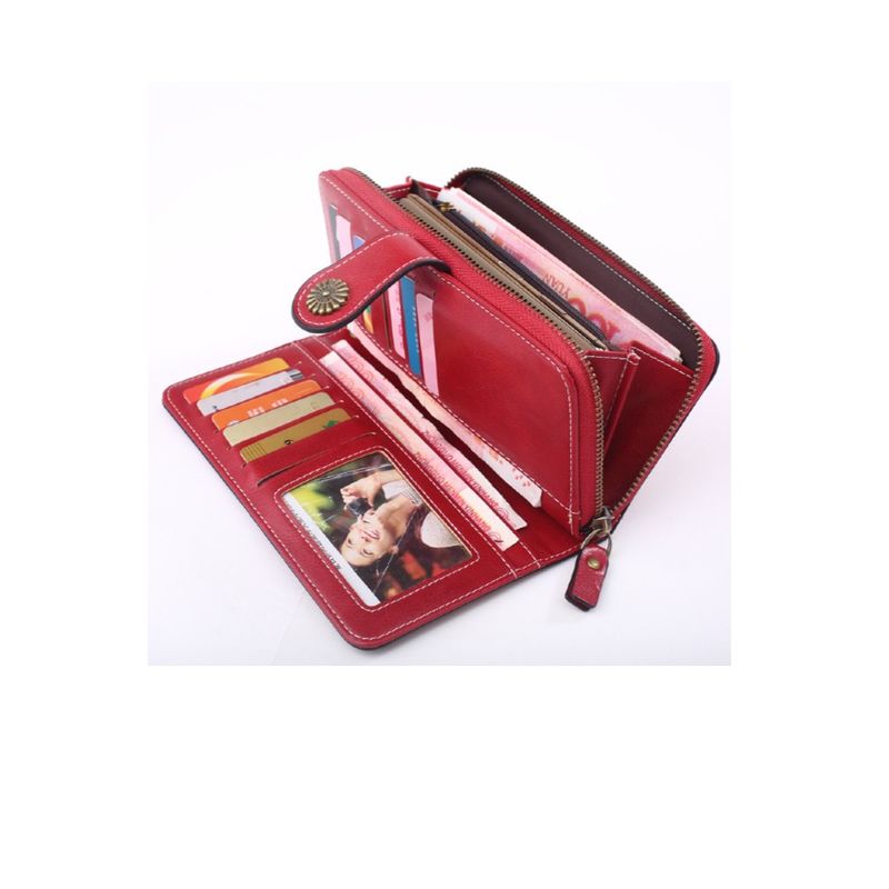 Fashion, accesorii si bijuterii - Femei - Accesorii femei - Portofele femei - Portofel dama, tip borseta, piele ecologica premium, cu bareta, rosu bordeaux, 190x100x40 mm - Infinity.ro