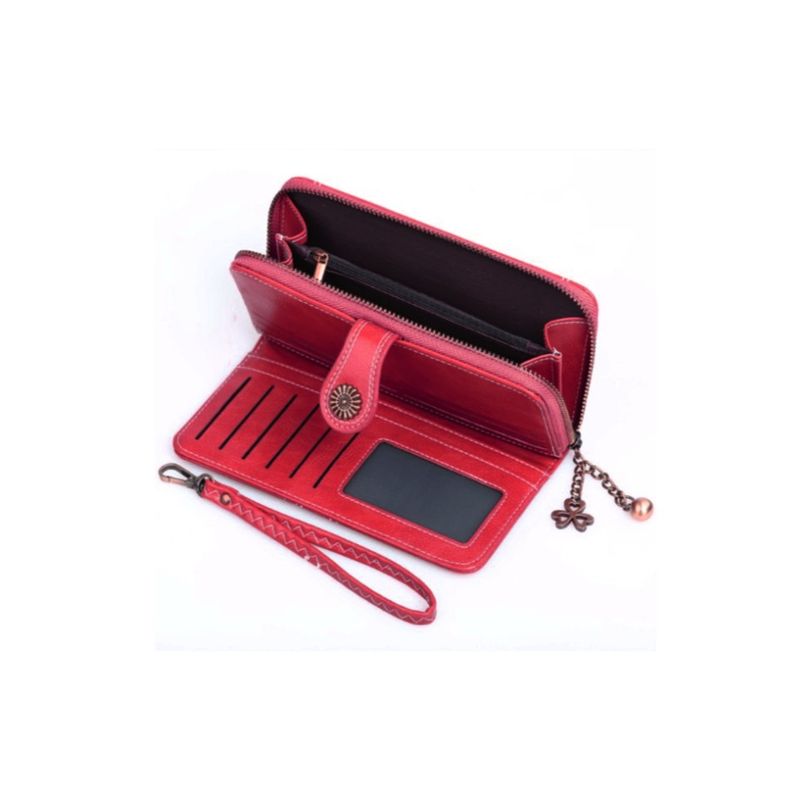 Fashion, accesorii si bijuterii - Femei - Accesorii femei - Portofele femei - Portofel dama, tip borseta, piele ecologica premium, cu bareta, rosu bordeaux, 190x100x40 mm - Infinity.ro