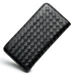 Fashion, accesorii si bijuterii - Femei - Accesorii femei - Portofele femei - Portofel dama, mediu, piele ecologica impletita, premium, cu fermoar, negru - Infinity.ro