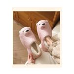 Fashion, accesorii si bijuterii - Femei - Incaltaminte femei - Slapi si papuci femei - Papuci imblaniti impermeabili si caldurosi Bear, pentru femei, forma ursulet, marime 37 EU, Roz - Infinity.ro