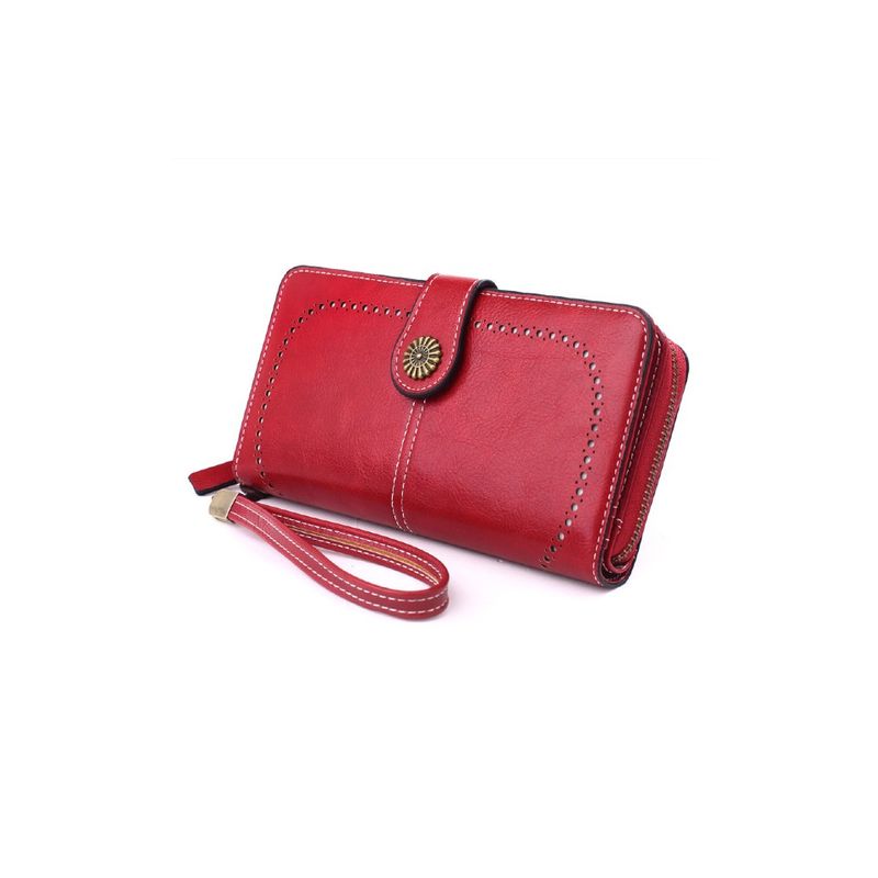 Fashion, accesorii si bijuterii - Femei - Accesorii femei - Portofele femei - Portofel dama, mare, piele ecologica premium, cu bareta, rosu, 195x105x35mm - Infinity.ro