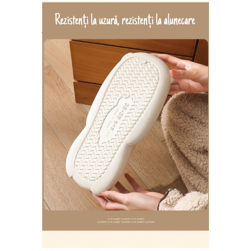 Fashion, accesorii si bijuterii - Femei - Incaltaminte femei - Slapi si papuci femei - Papuci imblaniti impermeabili si caldurosi Bear, pentru femei, forma ursulet, marime 37 EU, Roz - Infinity.ro