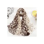 Fashion, accesorii si bijuterii - Femei - Accesorii femei - Esarfe si fulare femei - Esarfa dama mare, eleganta, poliester, cu buline maro, 50x160 cm, Galben deschis - Infinity.ro