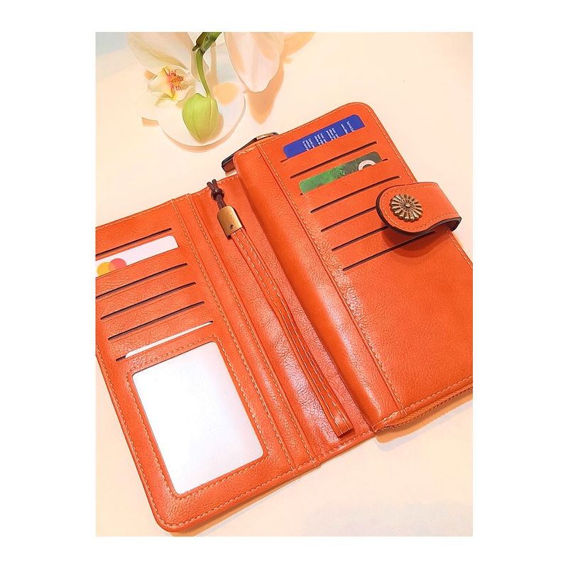 Fashion, accesorii si bijuterii - Femei - Accesorii femei - Portofele femei - Portofel dama, piele ecologica, cu bareta, orange natural, 195x105x35mm - Infinity.ro