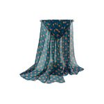 Fashion, accesorii si bijuterii - Femei - Accesorii femei - Esarfe si fulare femei - Esarfa dama mare, eleganta, voal, cu buline portocalii, Albastra - Infinity.ro