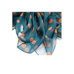 Fashion, accesorii si bijuterii - Femei - Accesorii femei - Esarfe si fulare femei - Esarfa dama mare, eleganta, voal, cu buline portocalii, Albastra - Infinity.ro