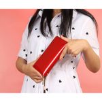 Fashion, accesorii si bijuterii - Femei - Accesorii femei - Portofele femei - Portofel dama, elegant, piele lacuita, cu bareta, rosu aprins, 195x25x100 mm - Infinity.ro