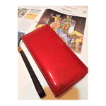 Fashion, accesorii si bijuterii - Femei - Accesorii femei - Portofele femei - Portofel dama, elegant, piele lacuita, cu bareta, rosu aprins, 195x25x100 mm - Infinity.ro