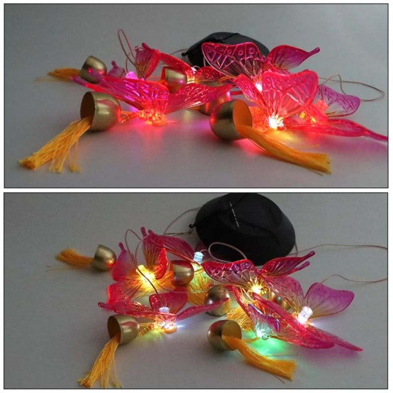 Casa si Gradina - Corpuri si surse de iluminat - Iluminat exterior - Lampi solare - Decoratiune pentru exterior, lumini cu incarcare solara, model fluturi, agatatoare rezistenta, Multicolor - Infinity.ro