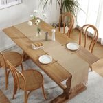 Casa si Gradina - Textile si covoare - Textile bucatarie - Servete si naproane - Napron elegant pentru masa, cu ciucuri, din bumbac si poliester, 32X180 cm, tesatura de calitate superioara, design clasic, Crem - Infinity.ro