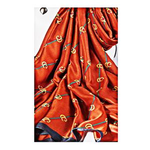 Esarfa dama, tip sal, mare, fond caramiziu, colorata, 90x180 cm