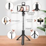 Laptop, Telefoane si Tablete - Telefoane mobile si accesorii - Accesorii Telefoane - Selfie stick-uri - Mini Selfie Stick cu Telecomanda, LED, 67cm - Techsuit (S03-S) - Negru - Infinity.ro
