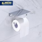 Casa si Gradina - Sanitare - Suporturi si accesorii baie - Accesorii baie - Suport Hartie Igienica Cu Raft Boutique Deluxe, Cupru Cromat Argintiu, Rezistent La Coroziune, Montare Pe Perete, Spatiu Depozitare Articole Baie, Anti-Zgarieturi - Infinity.ro