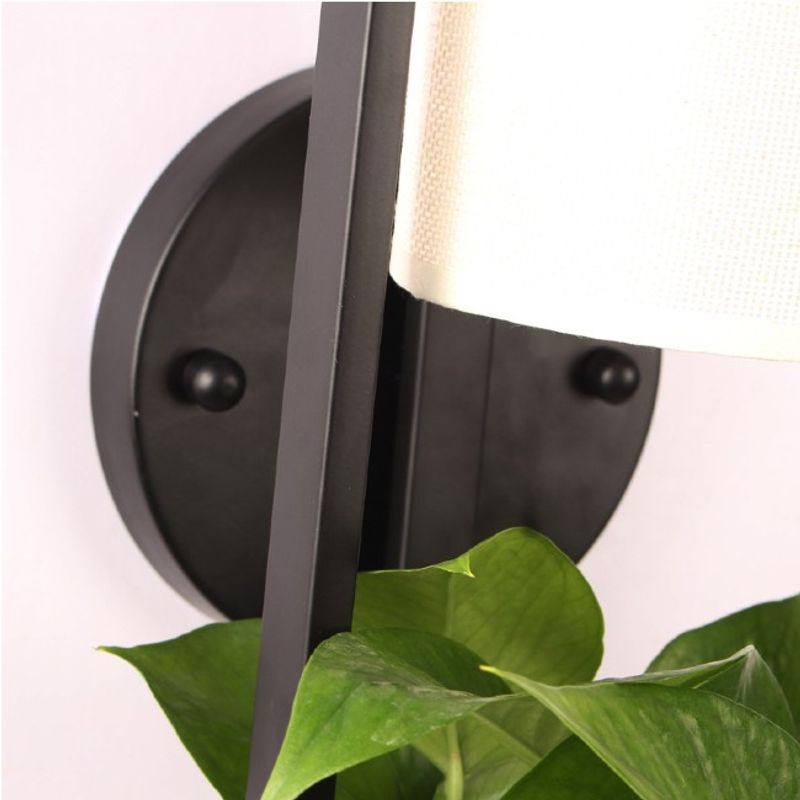 Casa si Gradina - Corpuri si surse de iluminat - Veioze si lampi - Veioze - Lampa de Perete Moderna Boutique Deluxe, Abajur Textil Alb, Bol Sticla Pentru Plante, Iluminare LED Eficienta, Design Minimalist, 220V, 50x17 cm, Decoratiune Interioara, Negru - Infinity.ro