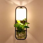 Casa si Gradina - Corpuri si surse de iluminat - Veioze si lampi - Veioze - Lampa de Perete Moderna Boutique Deluxe, Abajur Textil Alb, Bol Sticla Pentru Plante, Iluminare LED Eficienta, Design Minimalist, 220V, 50x17 cm, Decoratiune Interioara, Negru - Infinity.ro