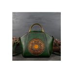 Fashion, accesorii si bijuterii - Femei - Accesorii femei - Genti si rucsacuri femei - Geanta Dama Marime Medie Boutique Deluxe Piele Naturala, Model cu Relief, Compartimentare Eficienta, Bareta Detasabila si Ajustabila, Elemente Metalice Aurii, Verde Inchis - Infinity.ro