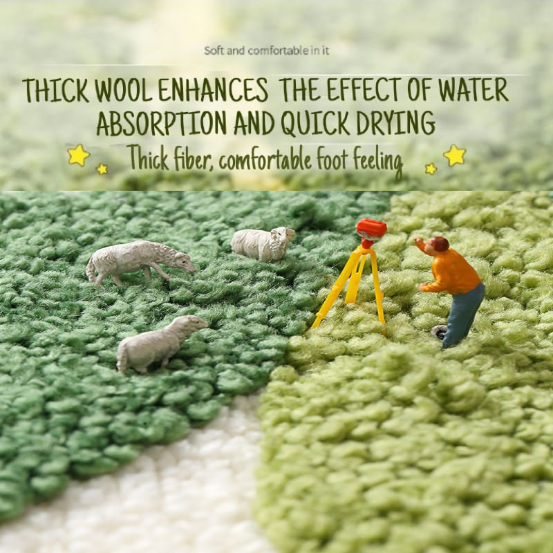 Casa si Gradina - Textile si covoare - Covoare - Covorase baie - Covoras De Baie Pufos Boutique Deluxe, Design Tridimensional Frunze Verzi, Ultra-Absorbant Din Microfibra De Densitate Mare, Culoare Verde, Antiderapant, Ideal Pentru Baie, Usor De Intretinut - Infinity.ro