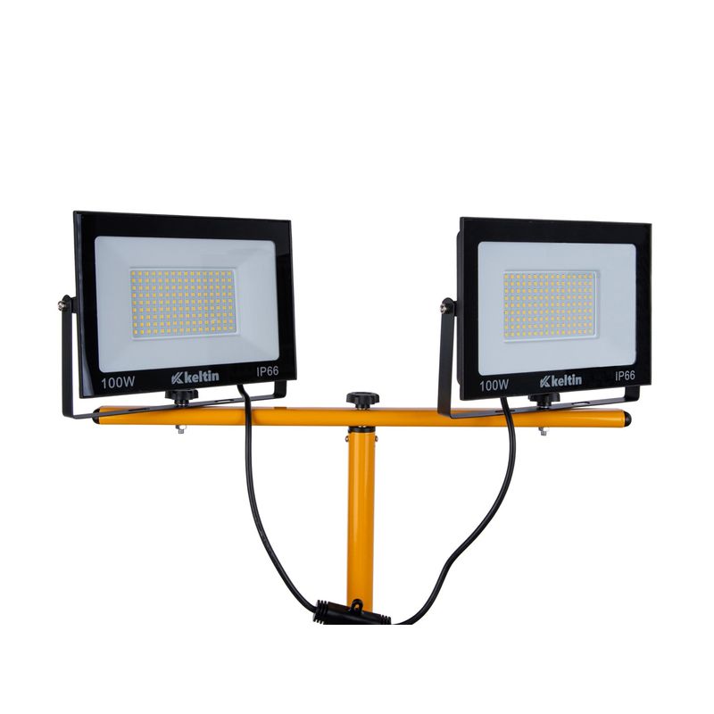 Casa si Gradina - Corpuri si surse de iluminat - Iluminat comercial si industrial - Proiectoare si lampi de lucru - Proiector LED 2 x 100 W cu trepied telescopic pentru constructii, alb neutru, 4500 K, Keltin K02051 - Infinity.ro
