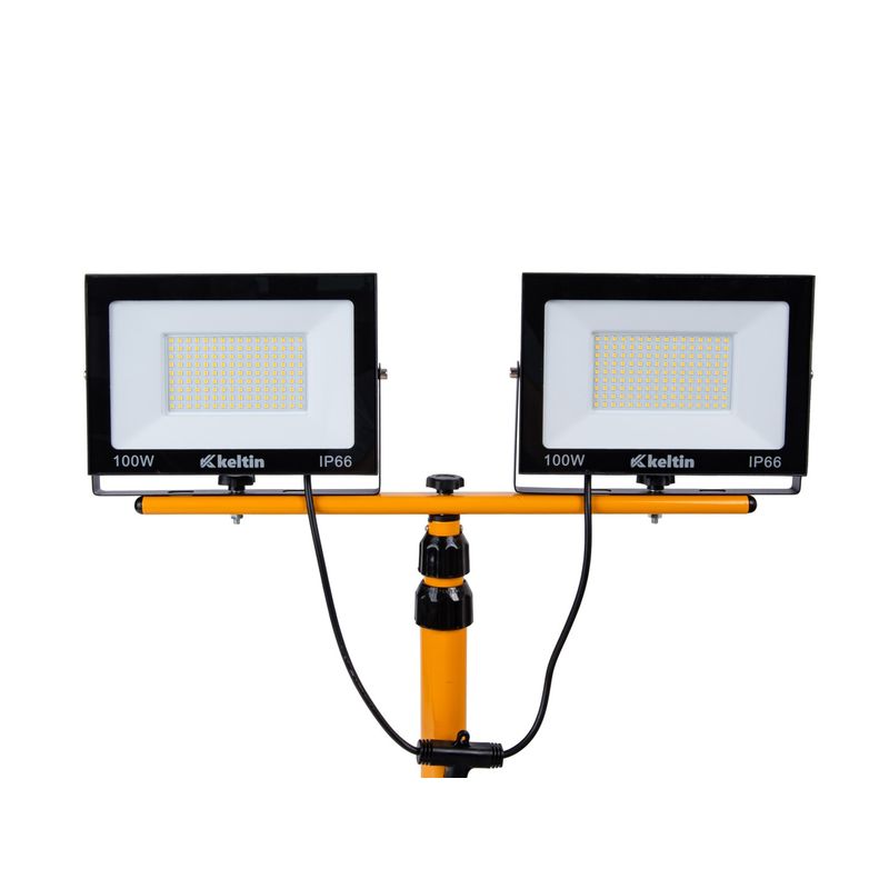 Casa si Gradina - Corpuri si surse de iluminat - Iluminat comercial si industrial - Proiectoare si lampi de lucru - Proiector LED 2 x 100 W cu trepied telescopic pentru constructii, alb neutru, 4500 K, Keltin K02051 - Infinity.ro
