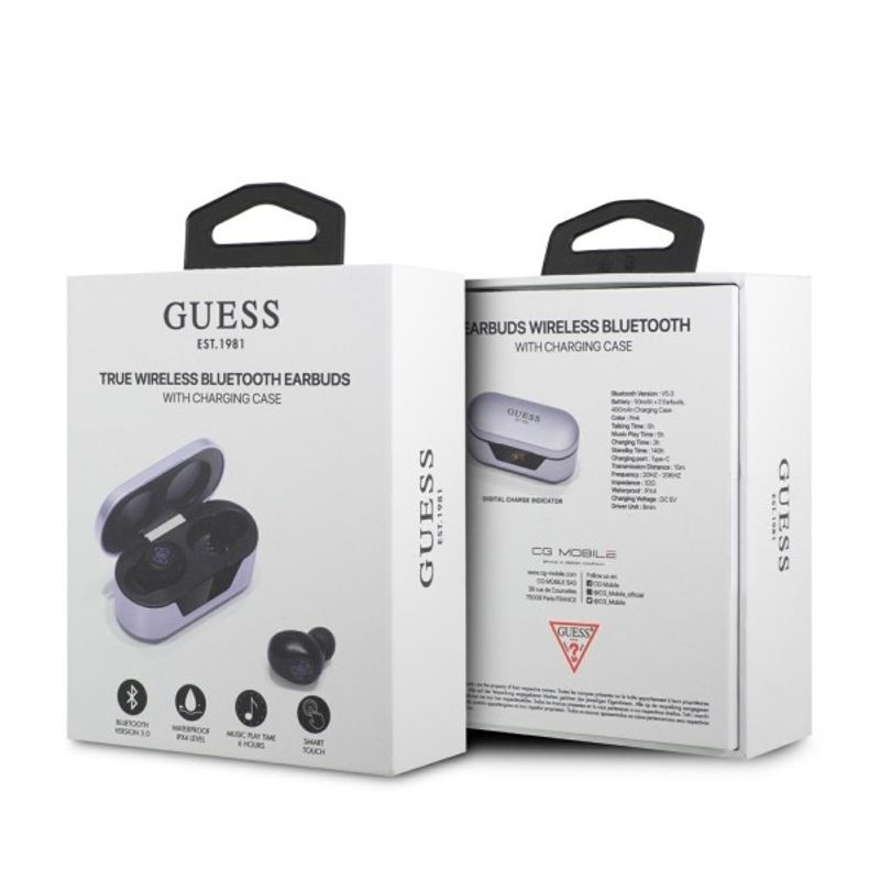 TV, Audio-Video si Foto - Portabile audio - Casti audio - Casti In-ear, Albastrutooth 5.0, TWS, IPX4 - Guess (GUTWST31EU) - Mov - Infinity.ro