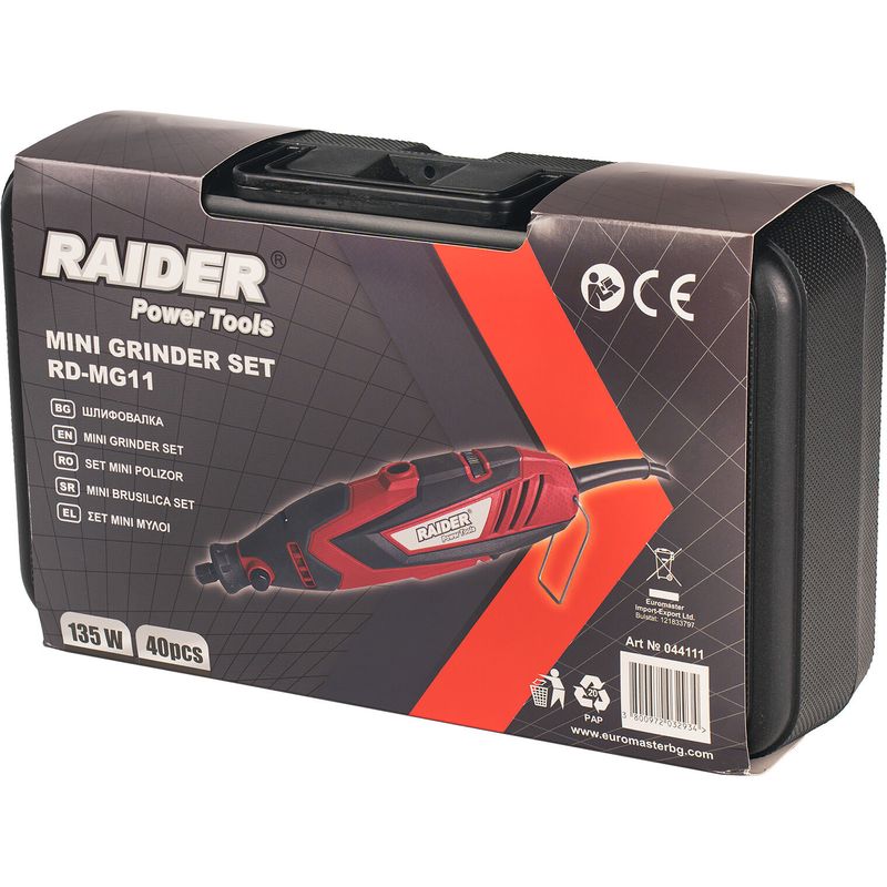 Casa si Gradina - Constructii - Scule electrice si accesorii - Polizoare - Set mini polizor drept cu accesorii RD-MG11, 135 W, viteza variabila, 40 elemente, Raider 044111 - Infinity.ro